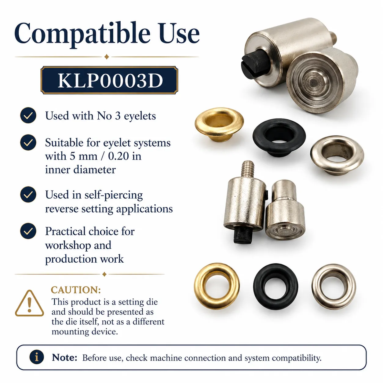 Self-Punching Reverse Eyelet Setting Die for 5 mm / 0.20 in Inner